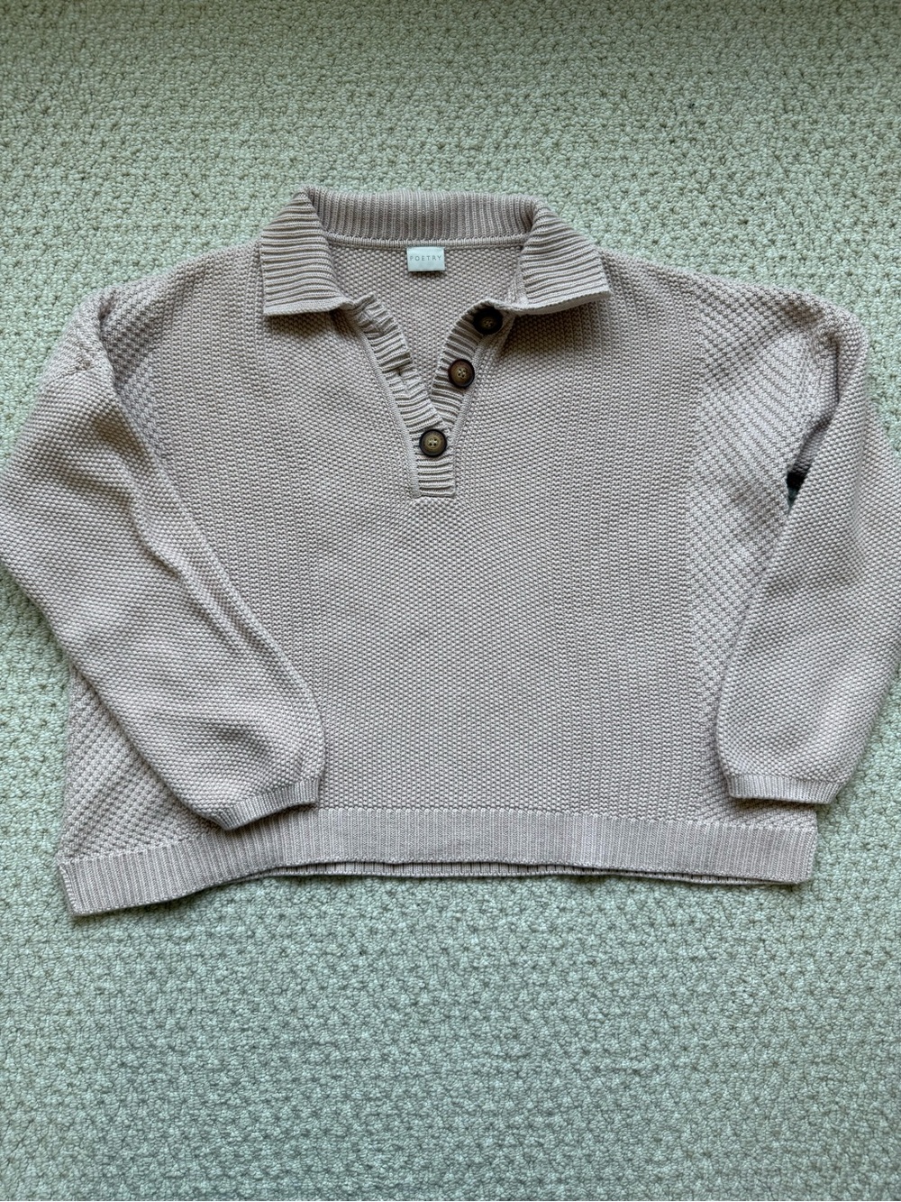 Poetry Organic Cotton Light Pink Collared Sweater size 10